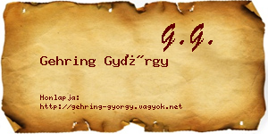 Gehring György névjegykártya